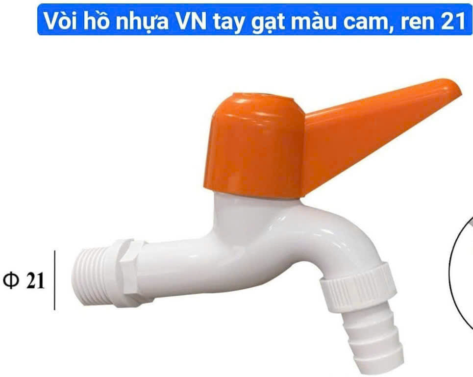 Vòi hồ nhựa tay cam